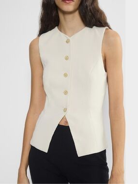Aritzia Cream Button-Front Sleeveless Tank Top
